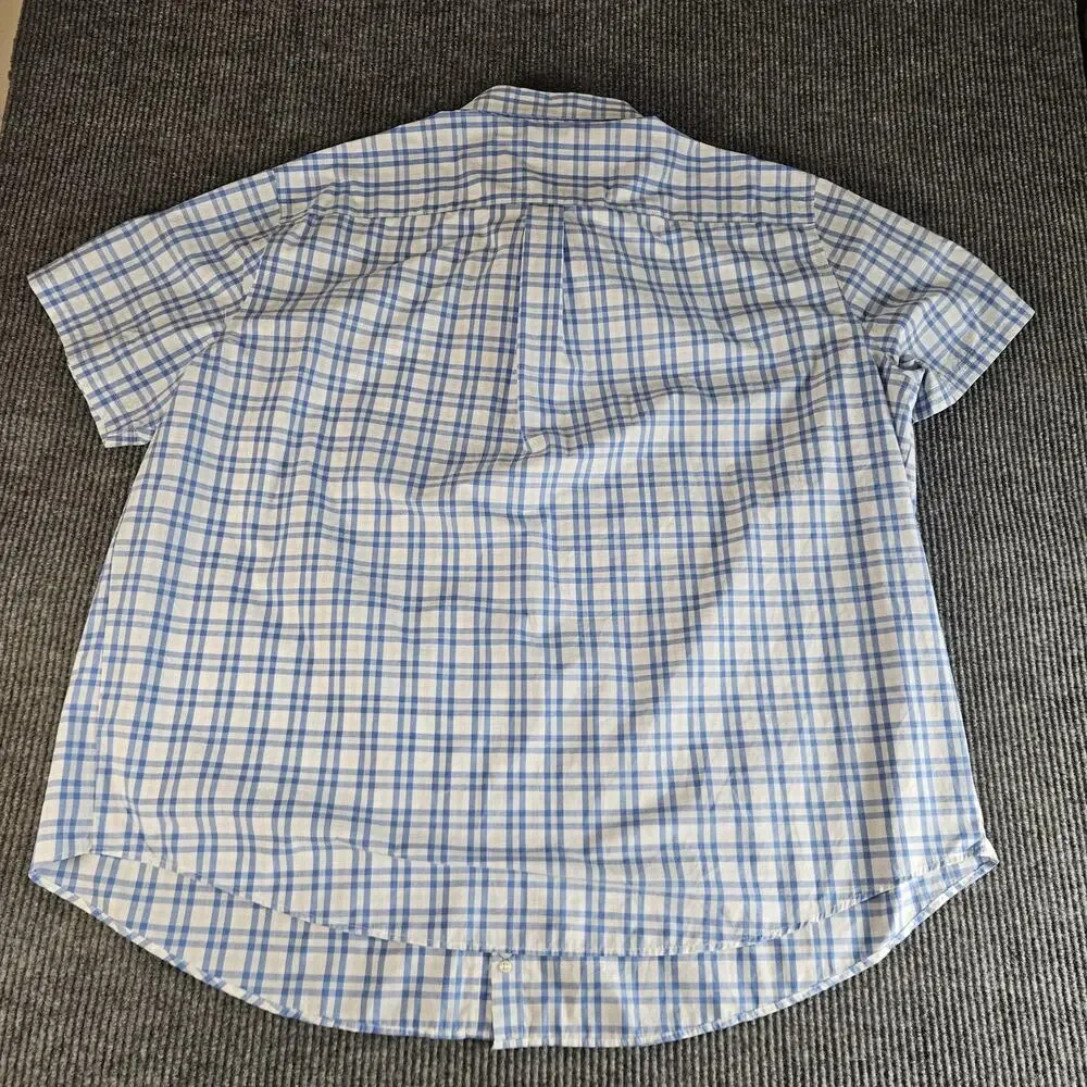 Croft & Barrow Shirt Mens 4XL Big Blue White Plaid Short Sleeve Button Down - Picture 8 of 8